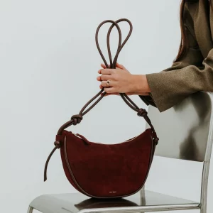 Ann Kurz mini HALBMOND-TASCHE burgunder