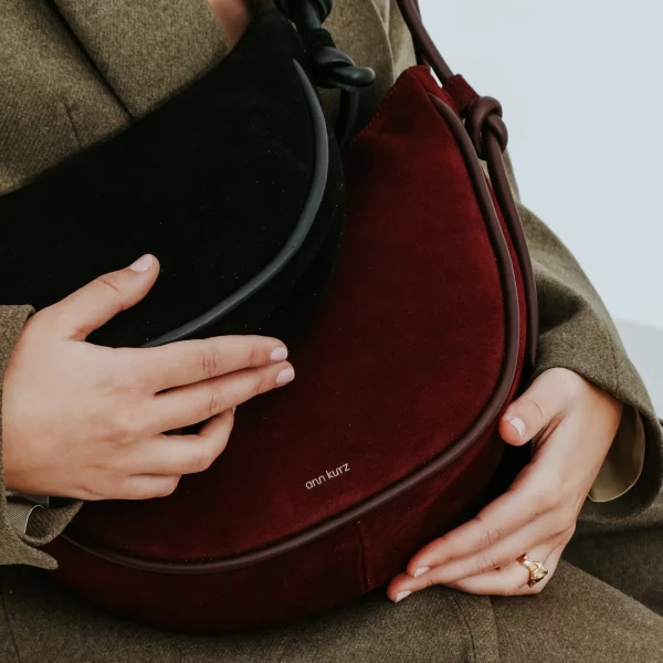 Ann Kurz mini HALBMOND-TASCHE burgunder – Bild 2