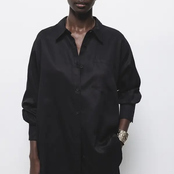 LANIDOR Hemdbluse schwarz