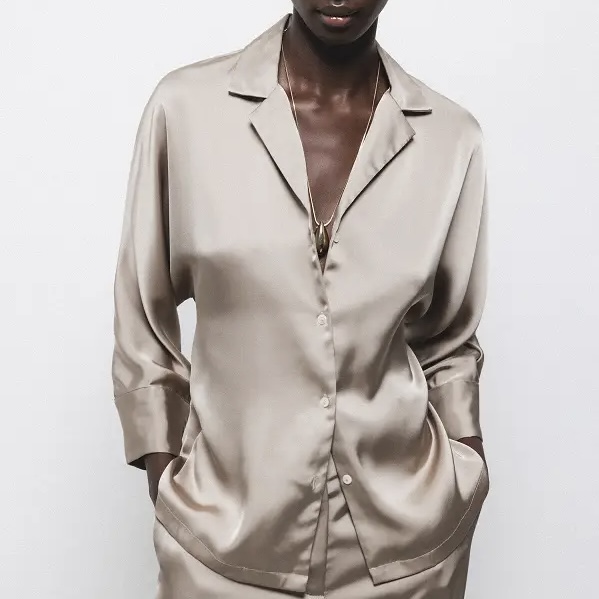 LANIDOR Satinbluse champagner