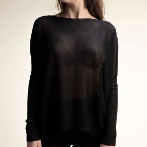 LÈMME Glitzernder Pullover schwarz